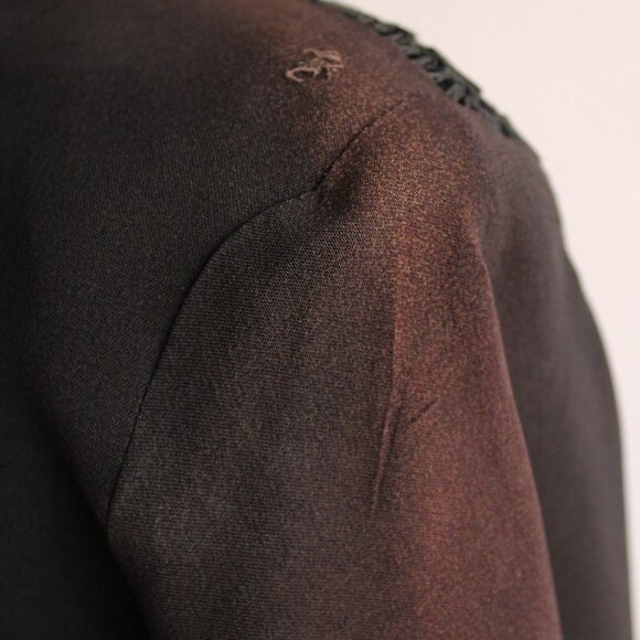 Vintage 1940s Dress, Black Rayon Dress With Soutache Trim, Peplum, and Shoulder - Picture 9 of 10